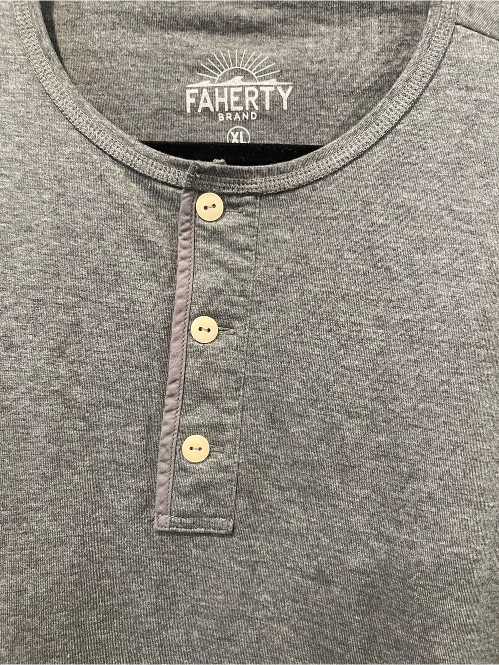 Faherty Gray Long-Sleeve Henley Shirt